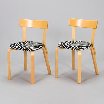 Alvar Aalto, stolar, 6 st, modell 69, Artek, 1900-talets slut.