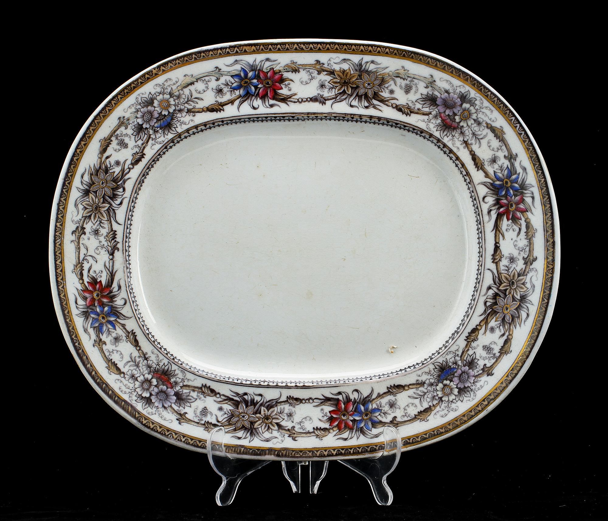 SERVISDELAR, 65 st, flintgods, "Iris", Rörstrand, 1872-1910.