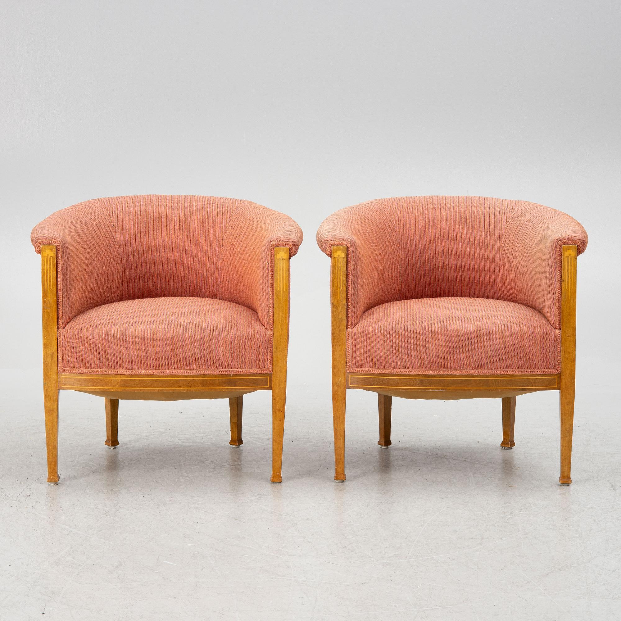 Axel Beckmans Möbelfabrik, a pair of armchairs, Sweden, 1910's/20's.