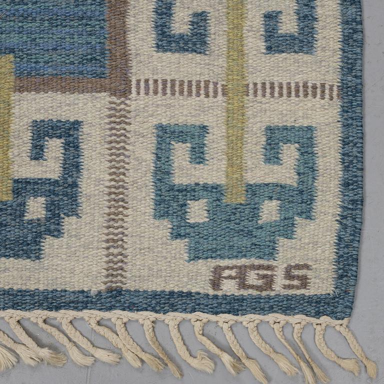 Anna-Greta Sjöqvist, a carpet, flat weave, ca 200-201 x 135,5-138 cm, signerad AGS.
