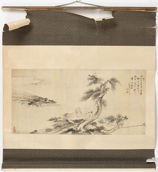 Two scroll paintings by anonymous artist, ink and colour on paper, circa 1900.