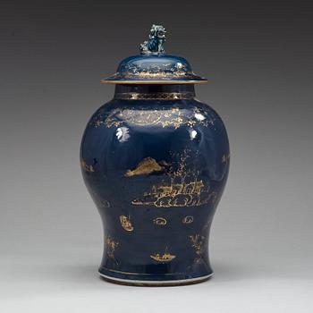 A 'powder blue' jar with cover, Qing dynasty, Qianlong (1736-95).