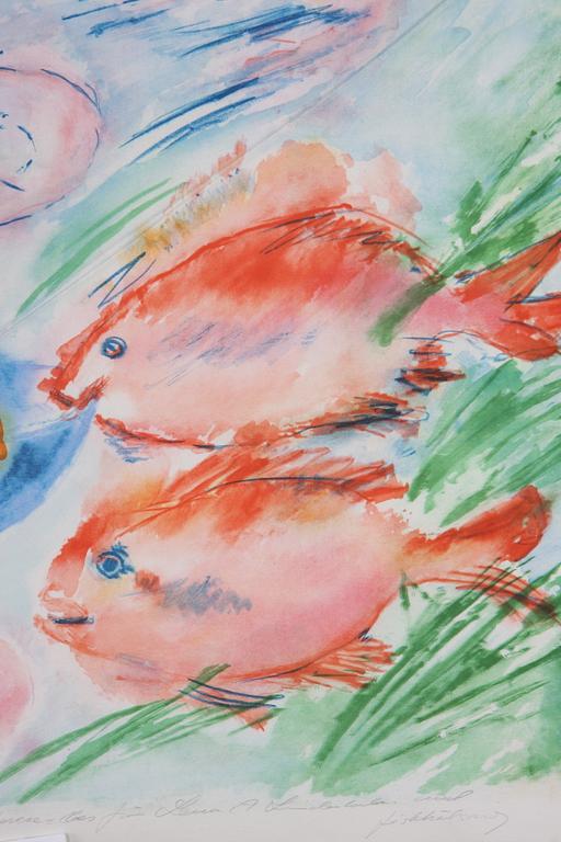 LINDERHOLM, LENA. Färglitografi, sign med dedikation.