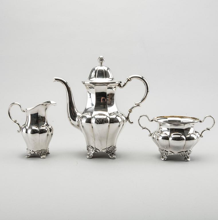 A three piece silver coffee service byGAB AB 1932-33, 1330g.