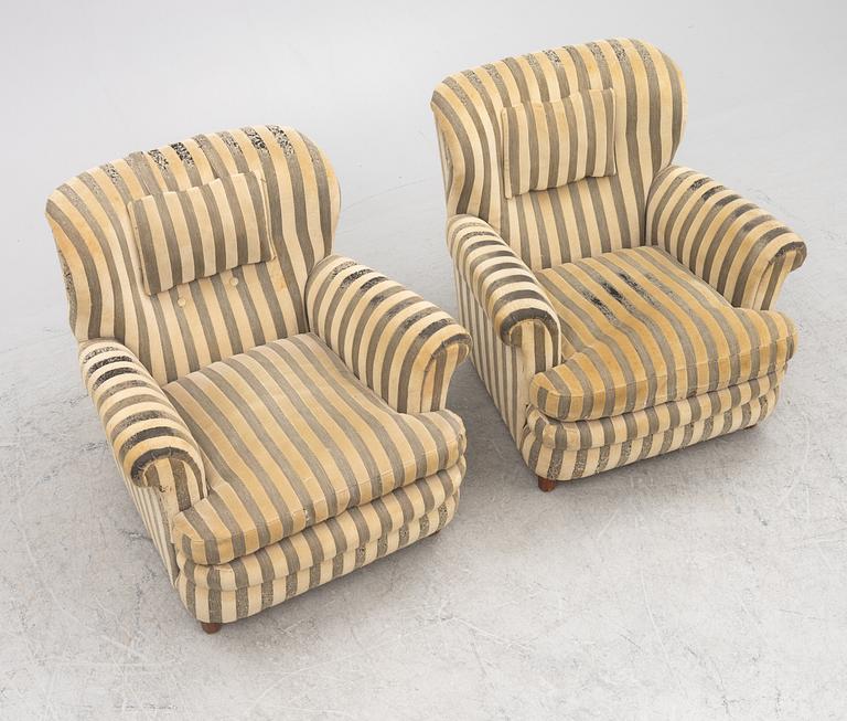 Josef Frank,  a pair of model 568 armchairs, Svenskt Tenn, probably 1940s.