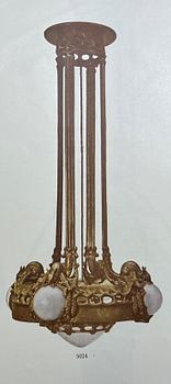 Emy Wahlström, an Art Nouveau chandelier model "5024", Arvid Böhlmarks Lampfabrik, Stockholm, 1910s.