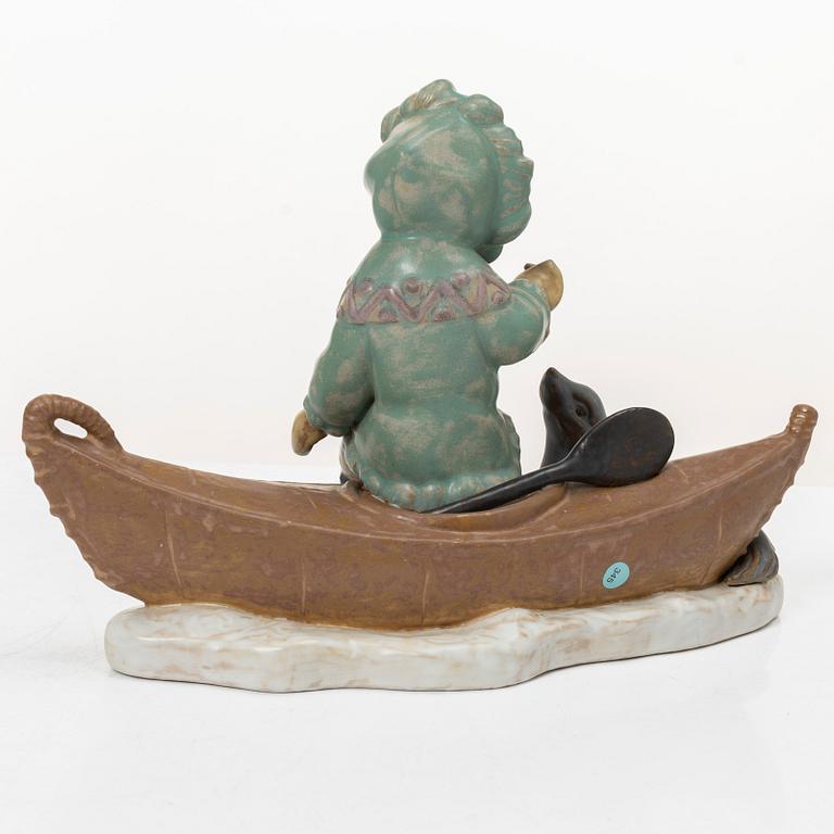 Lladró, five figurines, including "Arctic friends", "Arctic allies", "The old fishing hole", Spain.