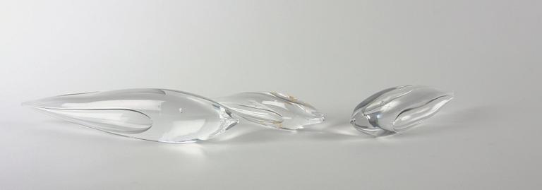 OBJEKT, 3 st, glas, Vicke Lindstrand, Kosta, sign.