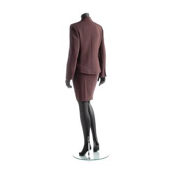 CHRISTIAN DIOR,  a two-picee brown wool dress consisting of jacket and skirt.