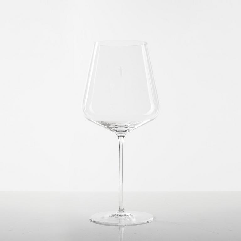 Hans Denk, six 'Denk'Art' Bordeaux glasses, Zalto, Austria.