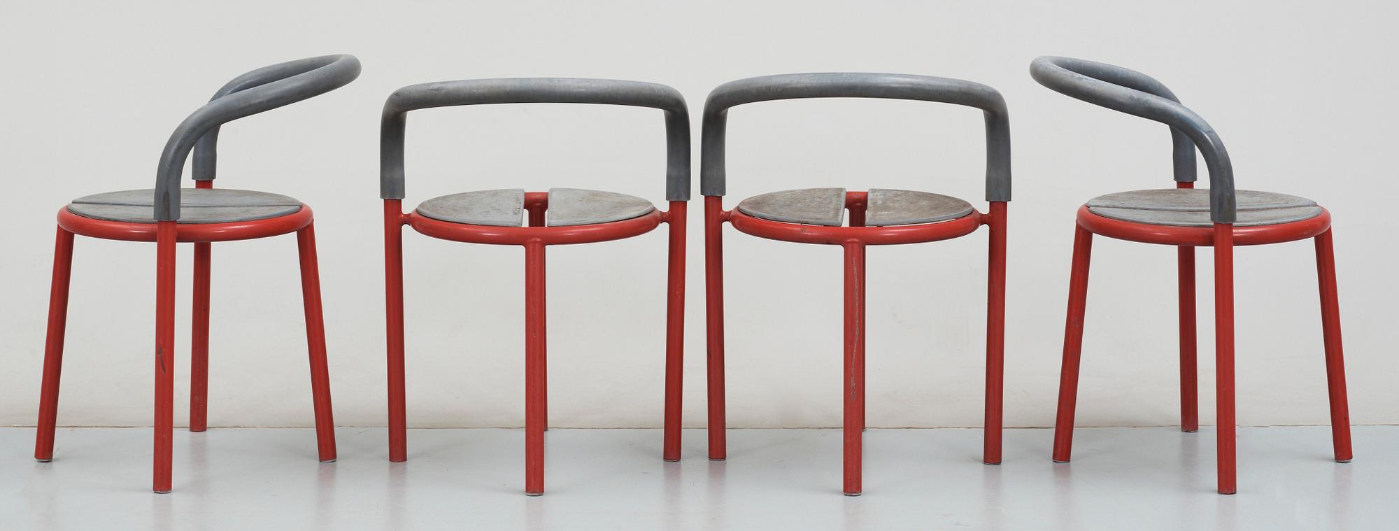 TRÄDGÅRDSMÖBEL, 5 delar, metall och gummi, "Cafe", Pelikan för Fritz Hansen, 1987.