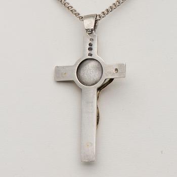 HÄNGE, silver och 14K guld samt emalj, diamant 0,25 ct. Vikt 16,8 g.