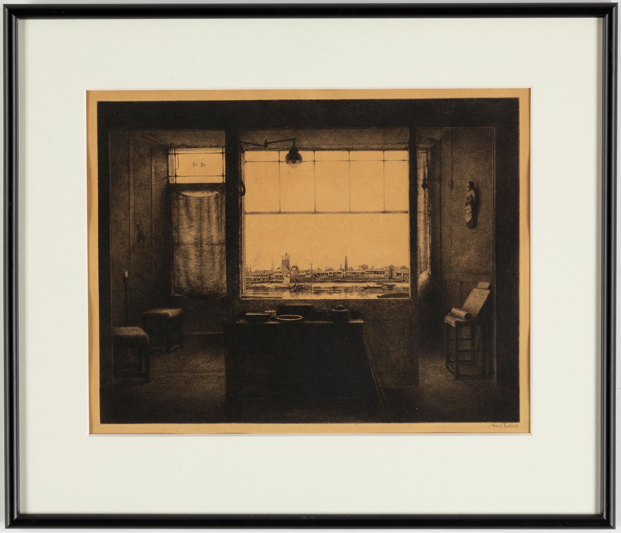 Axel Fridell, etching, 1928, signed.