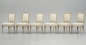 A matched set of six late Gustavian chairs, late 18th century.