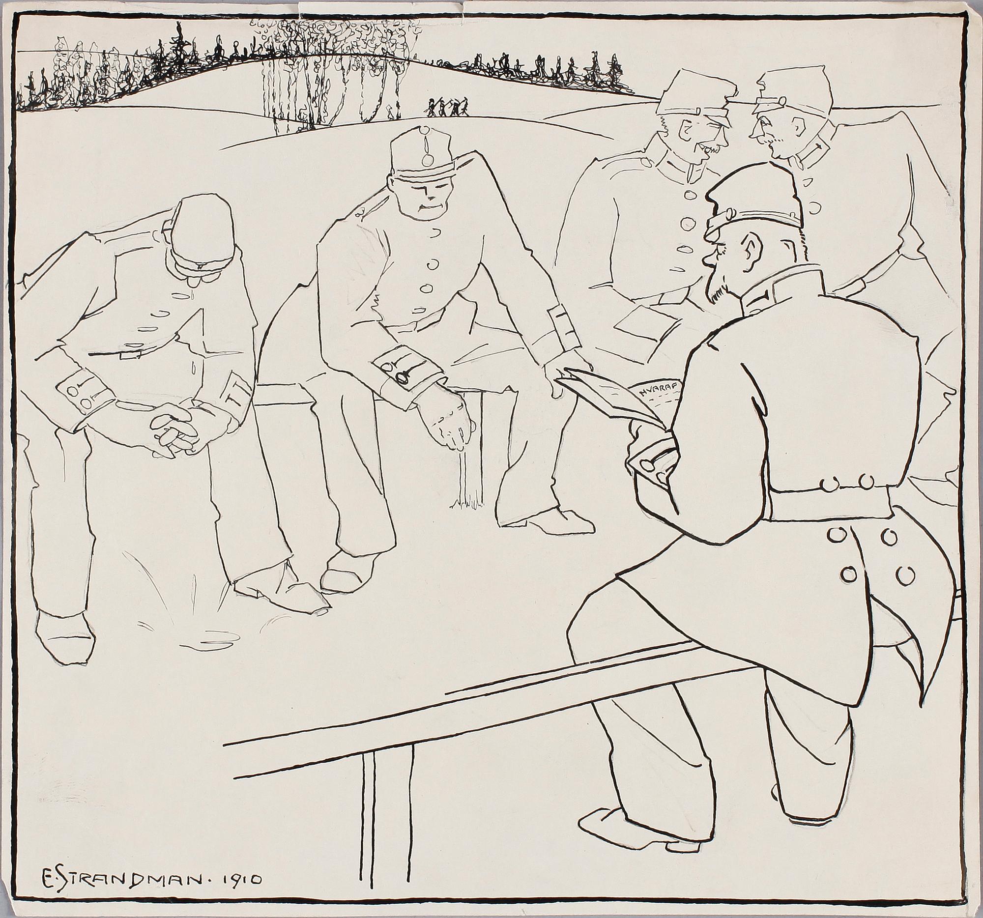 PARTI KARIKATYRER, ca 20 st, flertal konstnärer såsom Eigil Schwab, Erik Lange, Bertil Lybeck, tidigt 1900-tal.