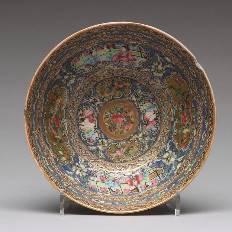 A blue Canton bowl, Qing dynasty, 19th Century. Dated 1279 that is 1879. Zill-I Sultan.