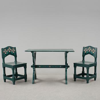 BORD samt STOLAR, 1+2, barockstil, 1800-talets slut.
