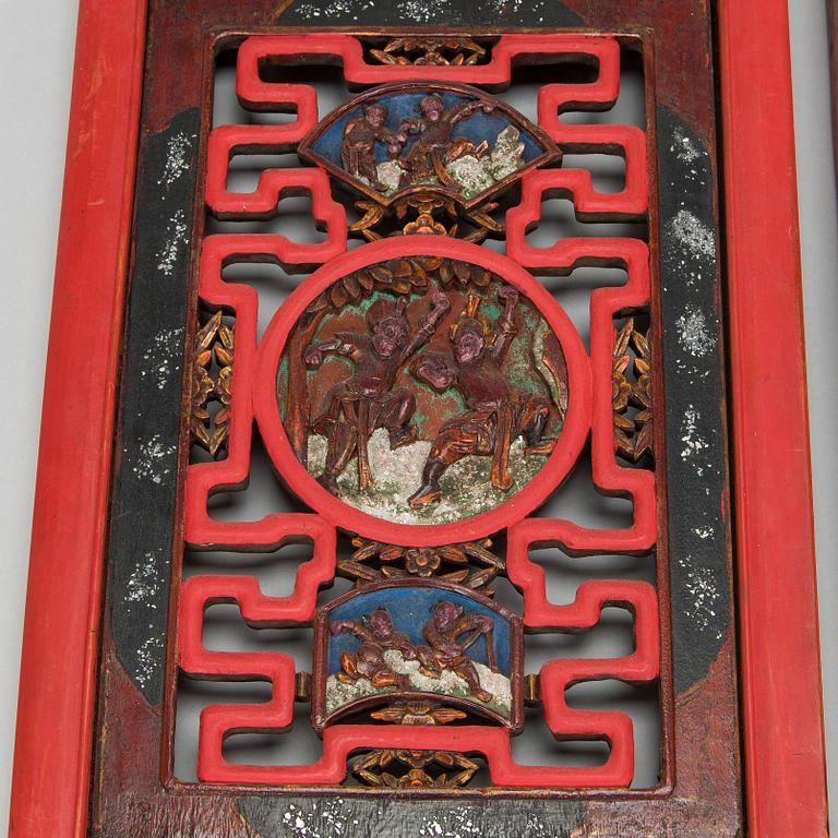 Paneler, ett par, trä, Kina, sen Qingdynasti, 1800/1900-tal.