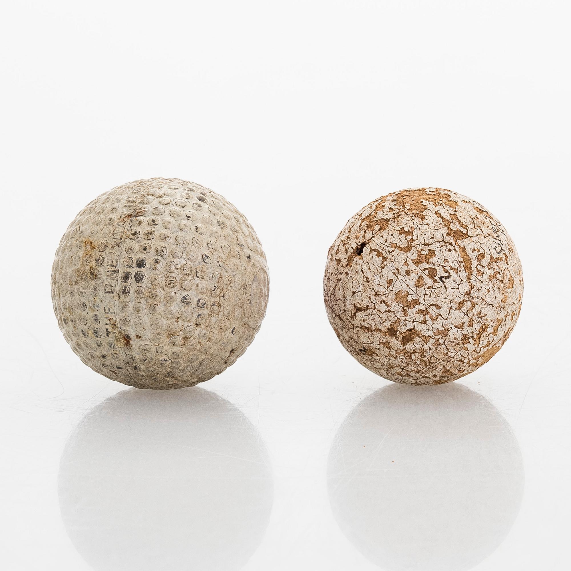 Golfbollar, 3 st, sekelskiftet 1800/1900.