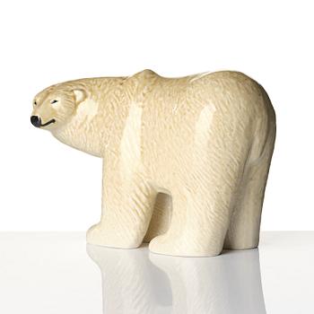 Lisa Larson, figurines 2 pcs, stoneware, polar bear from the Skansen series, and Pelle from Larson's children.