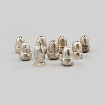 SALTKAR, 8+1 st, silver, 1900-talets första hälft/mitt, vikt 106 g.