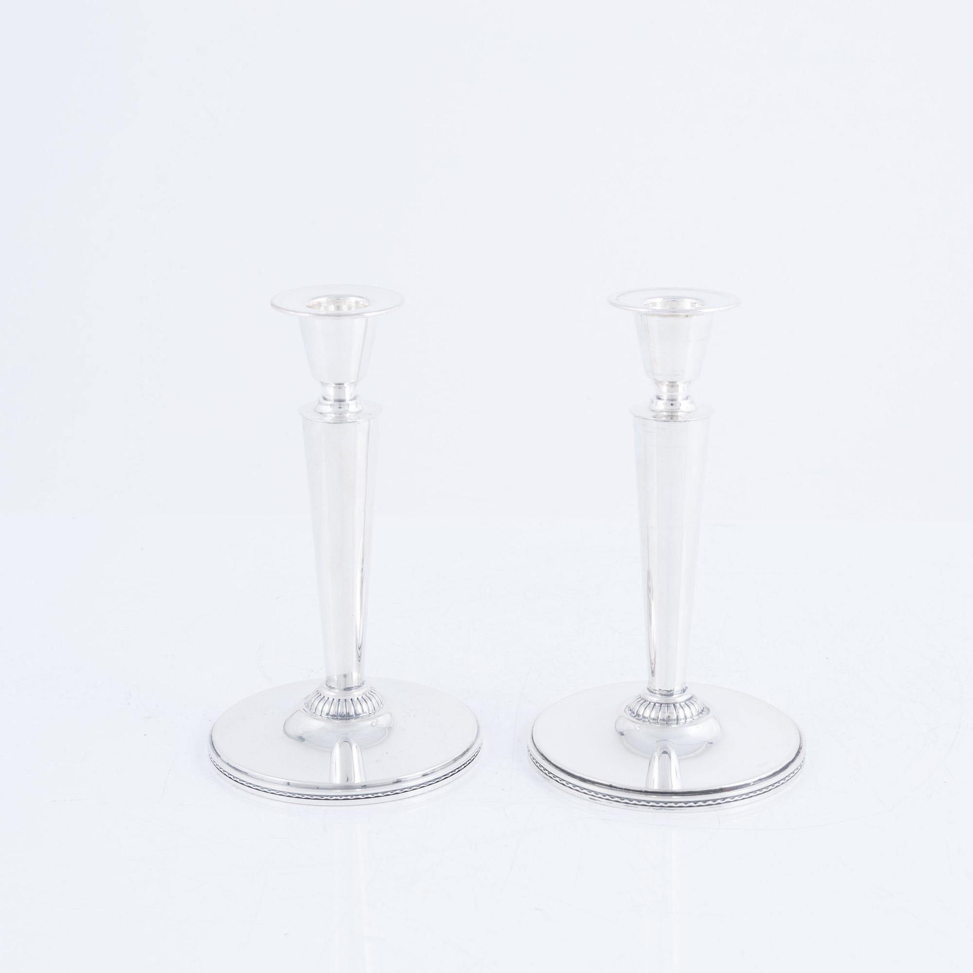 Eric Råström, ljusstakar, ett par, silver, CG Råström, Stockholm, 1955.