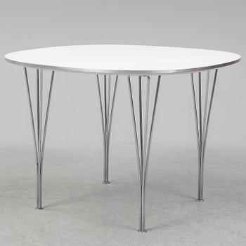 A table by Bruno Mathsson and Piet Hein for Fritz Hansen dated 1990.