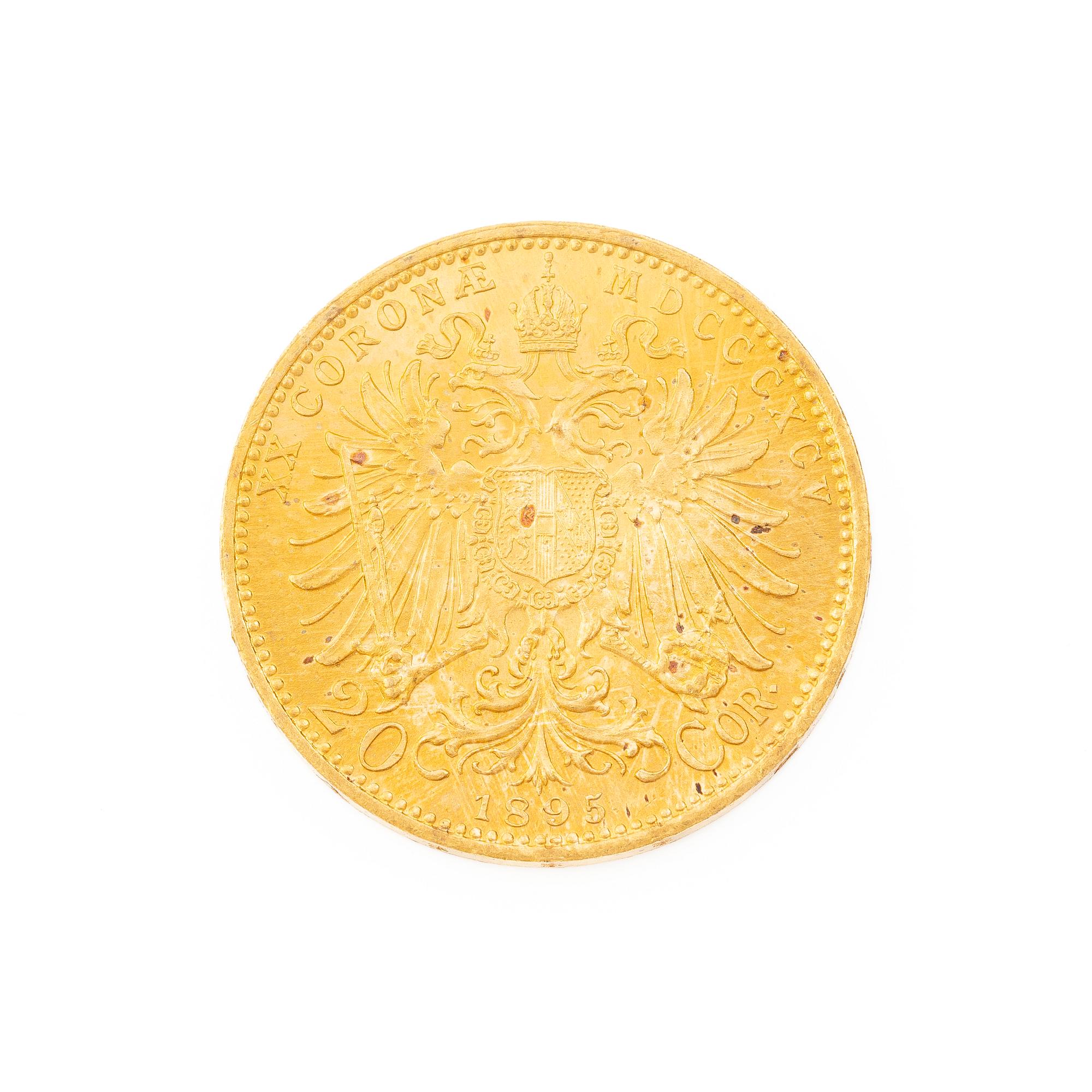 Guldmynt, Österrike-Ungern, 20 Corona, 1895.