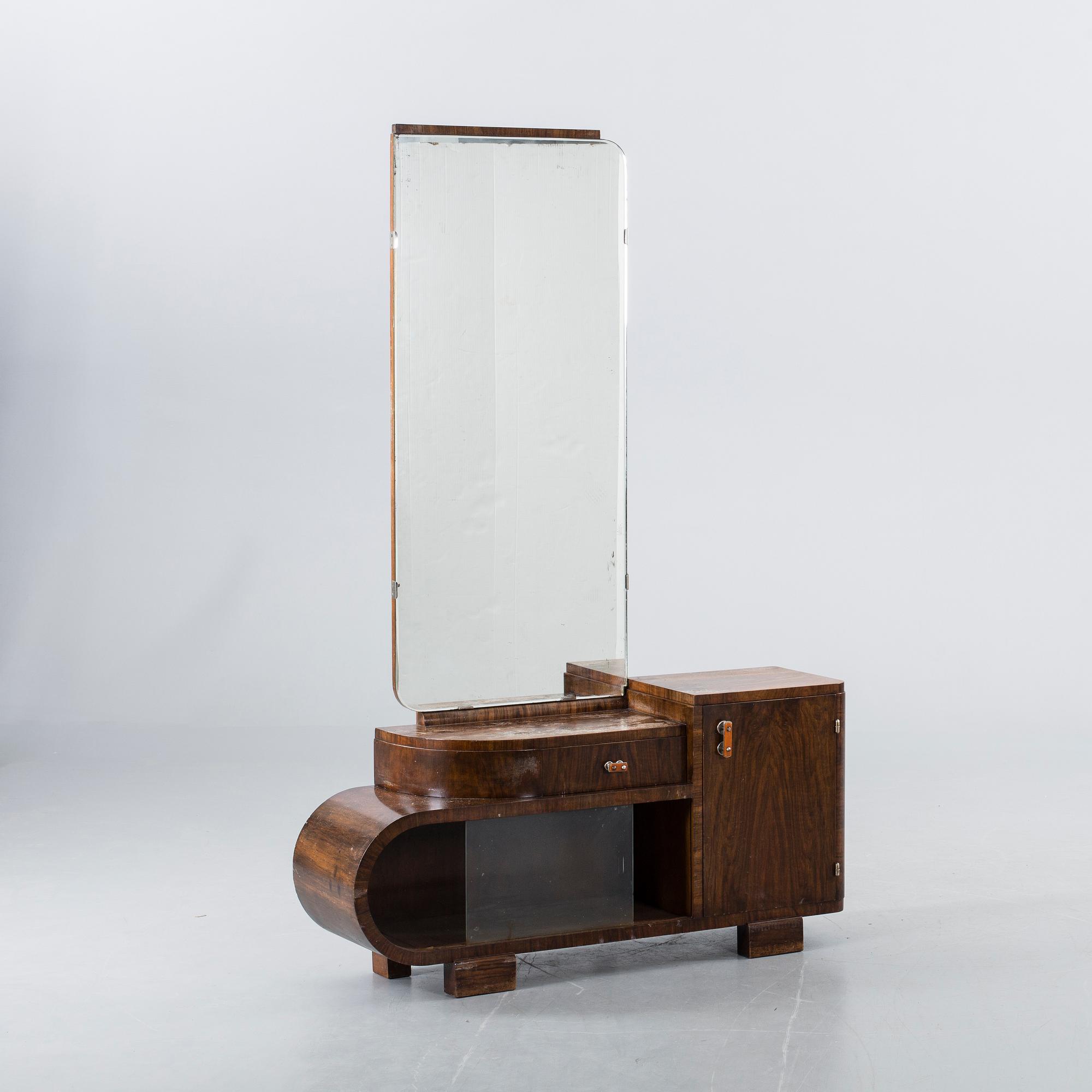 HALLMÖBEL MED SPEGEL/TOILETTBORD, 1900-talets första hälft art deco.
