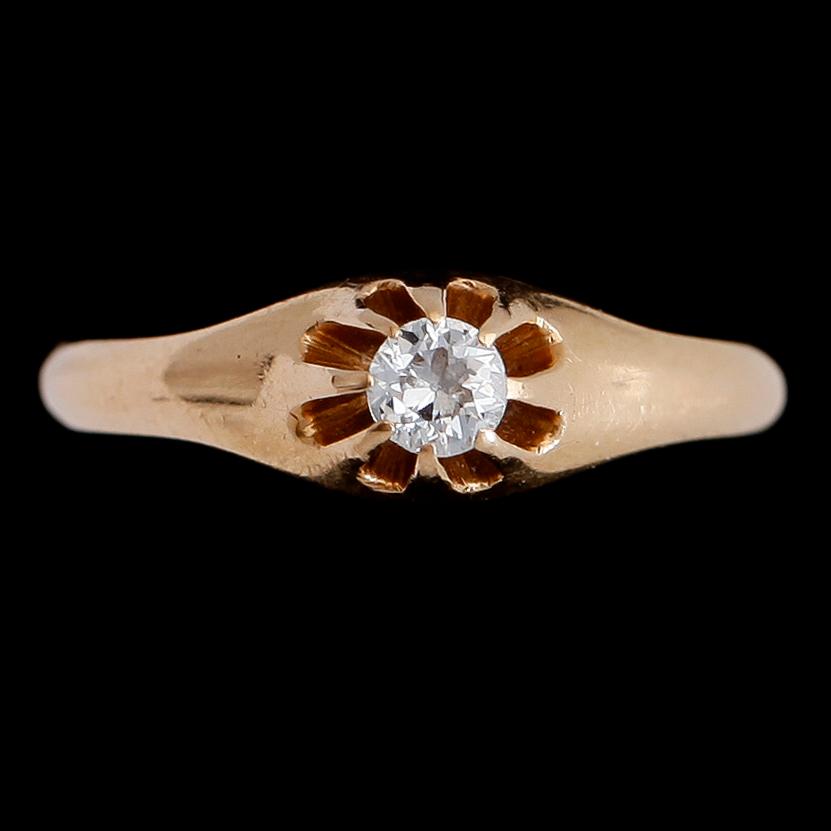 RING, 18K guld, briljantslipad diamant ca 0.15 ct. Vikt ca 2 g.