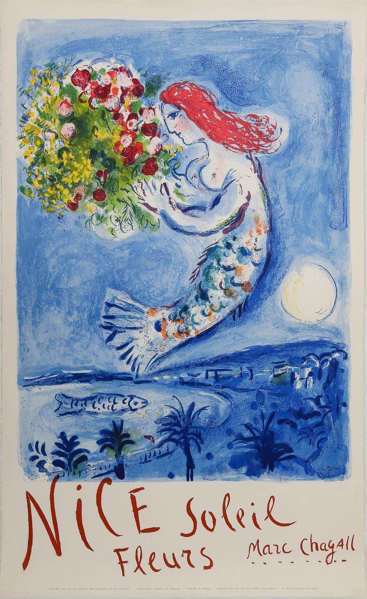 MARC CHAGALL, färglitografisk affisch, Mourlot, Paris.