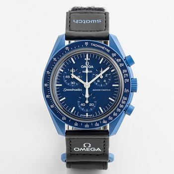 Swatch/Omega, MoonSwatch, Mission to Neptune, kronograf, armbandsur, 42 mm.