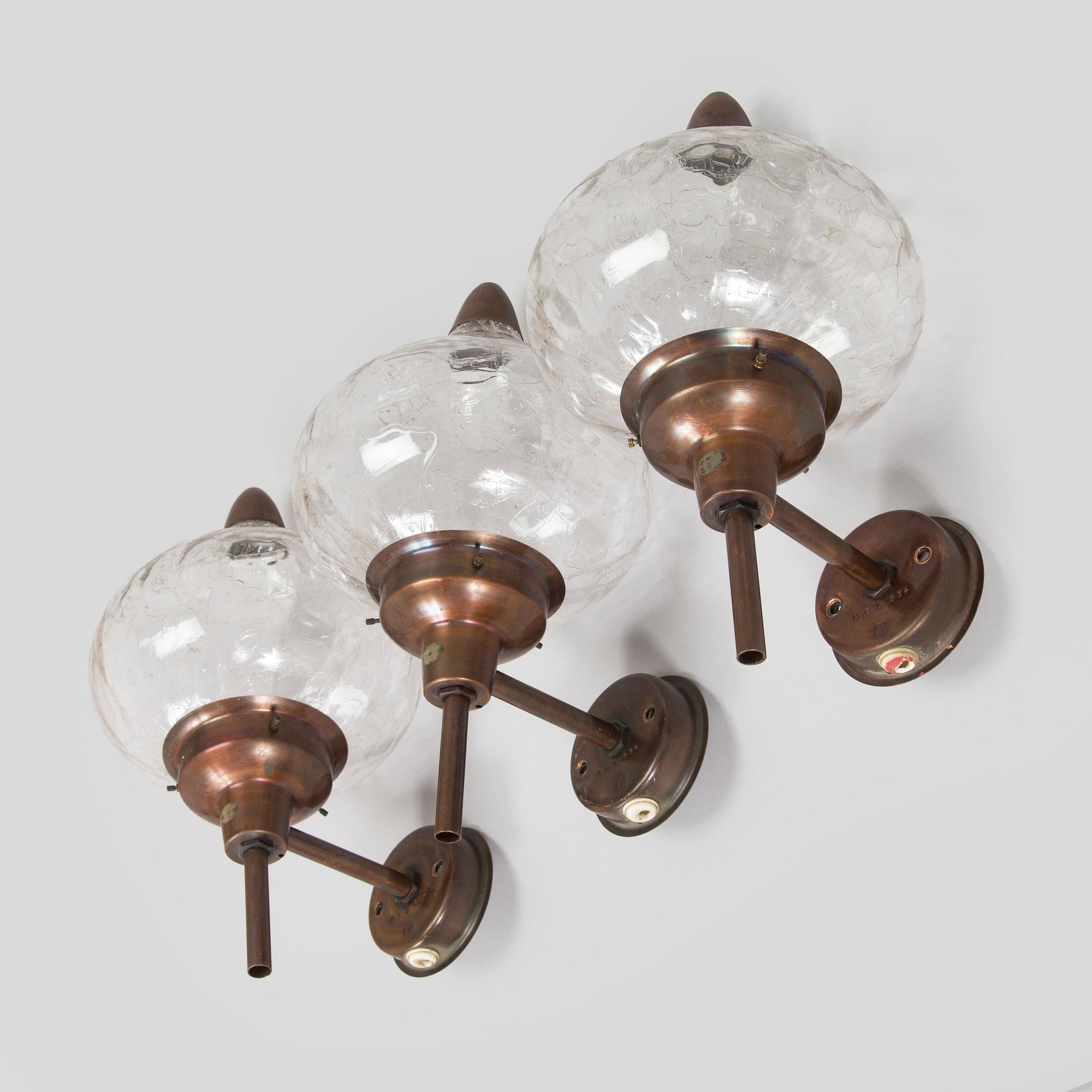 Seinä/ulkovalaisimia, 3 kpl, Westal Ab Ruotsi  1970-luku.