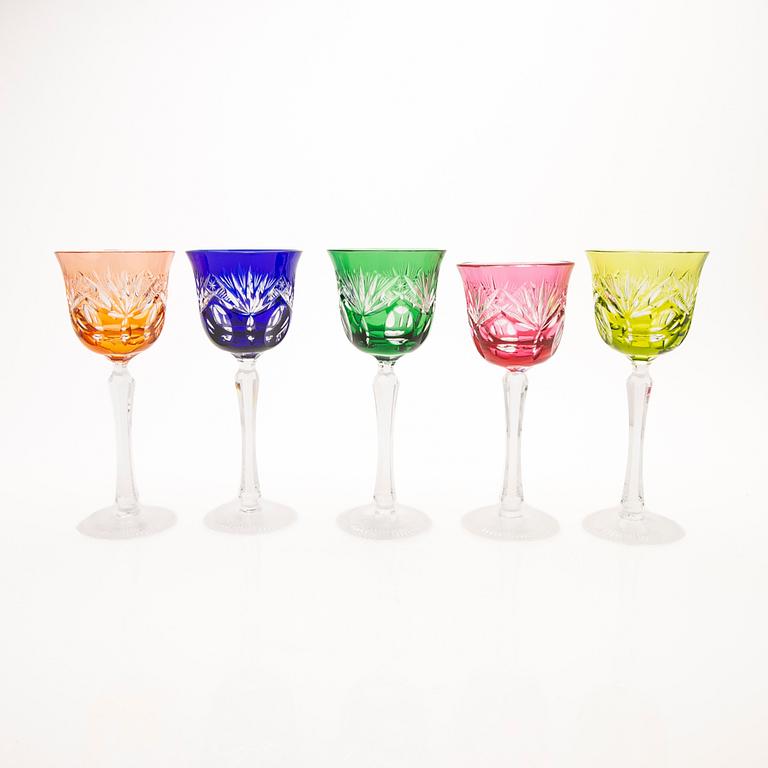 21 Bohemian-type glasses, 20th century.