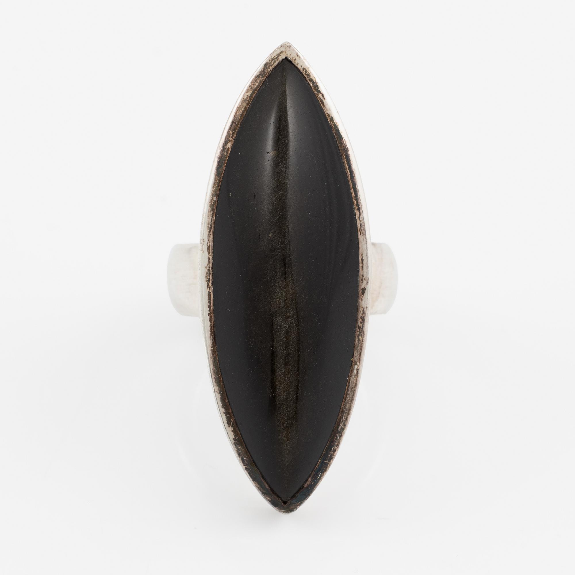 Ring, silver with cat's eye, Switzerland.