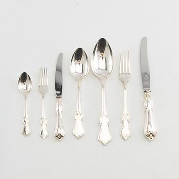 Bestick, 86 dlr  "Olga" silver CG Hallberg Stockholm 1950-tal.