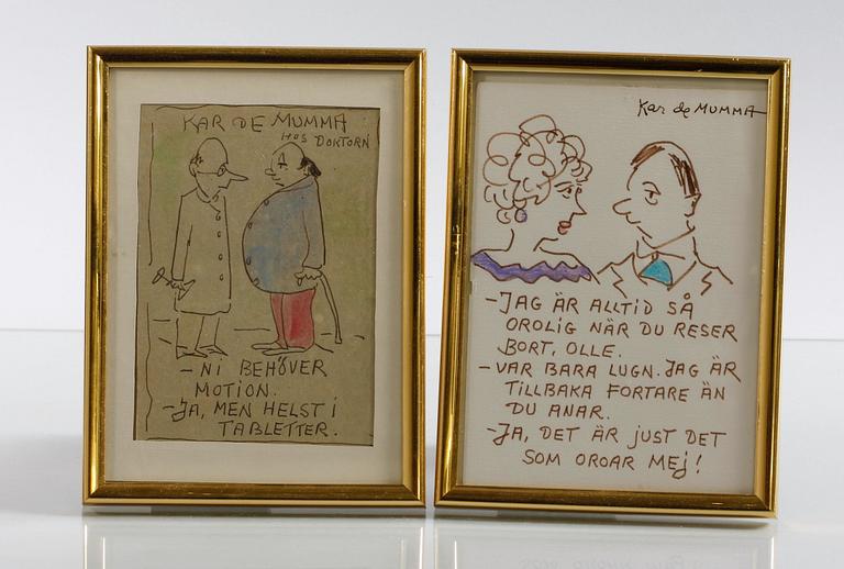 MUMMA, KAR DE, 2 st, tuschteckningar, sign.