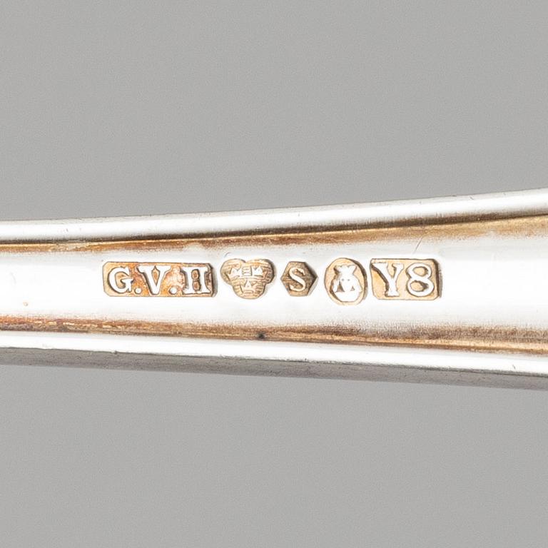 A Swedish silver cutlery set, model "Slottsbarock", CG Hallberg, Guldvaruhuset, Stockholm, some 1944 (64 pieces).