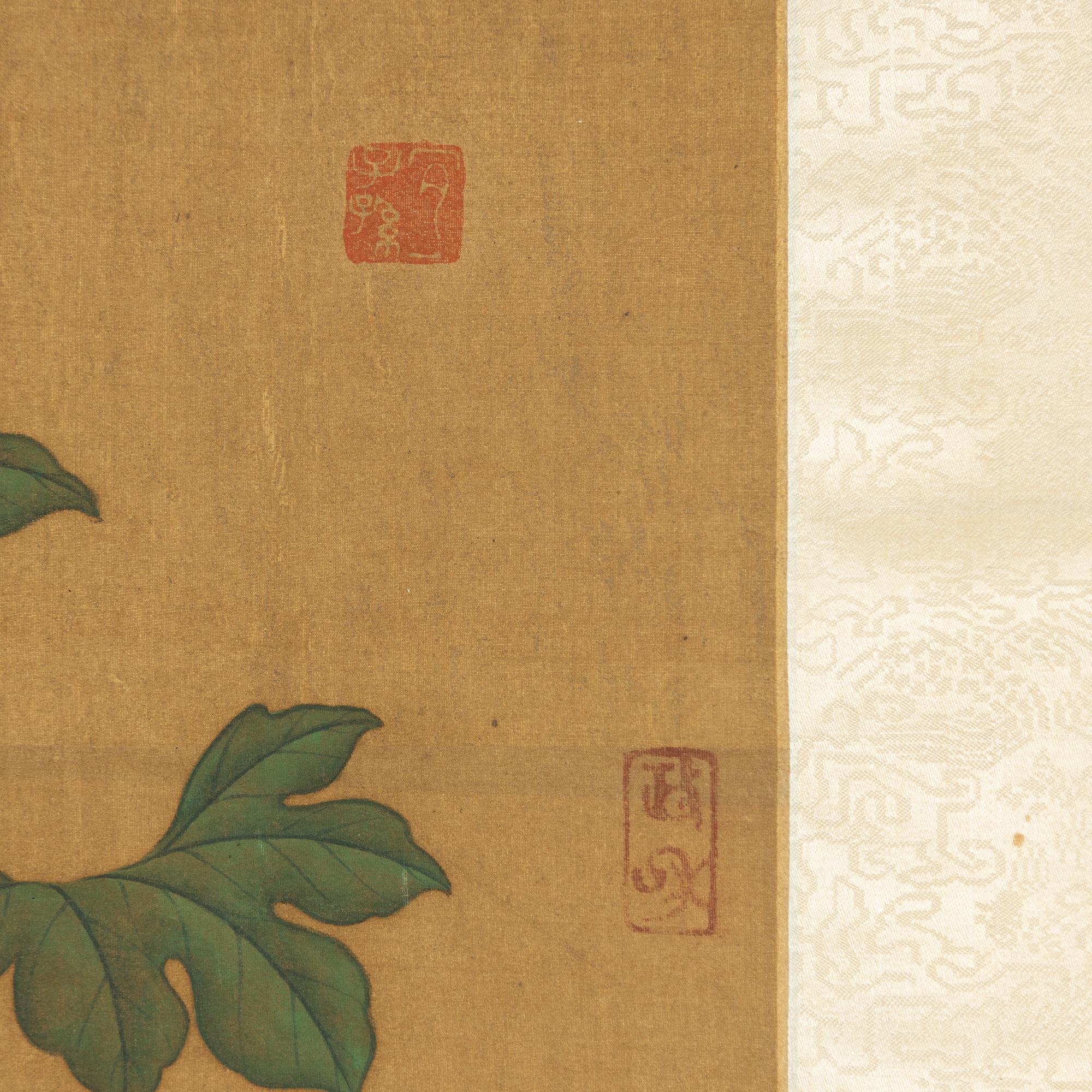 A Chinese scroll painting by unidentified master, four ducks resting by a blooming pond, 20th century.
