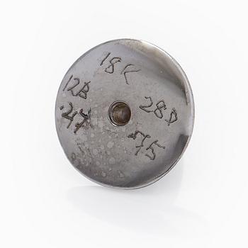 A pair of 18K white gold earrings set with baguette-cut and brilliant-cut diamonds.