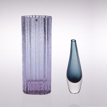 TAPIO WIRKKALA, konstglas, 2 st, 3299 respektive 3509, signerade.