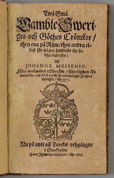 A BOOK, Johannes Messenius, Stockholm, 1643.