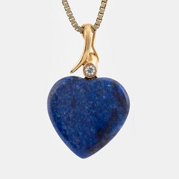 Lapis lazuli and white stone heart pendant.