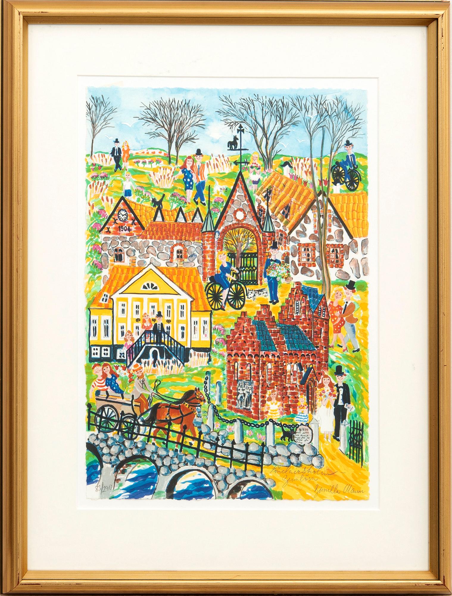 Gunilla Mann, a color litograph, signed, 83/290.