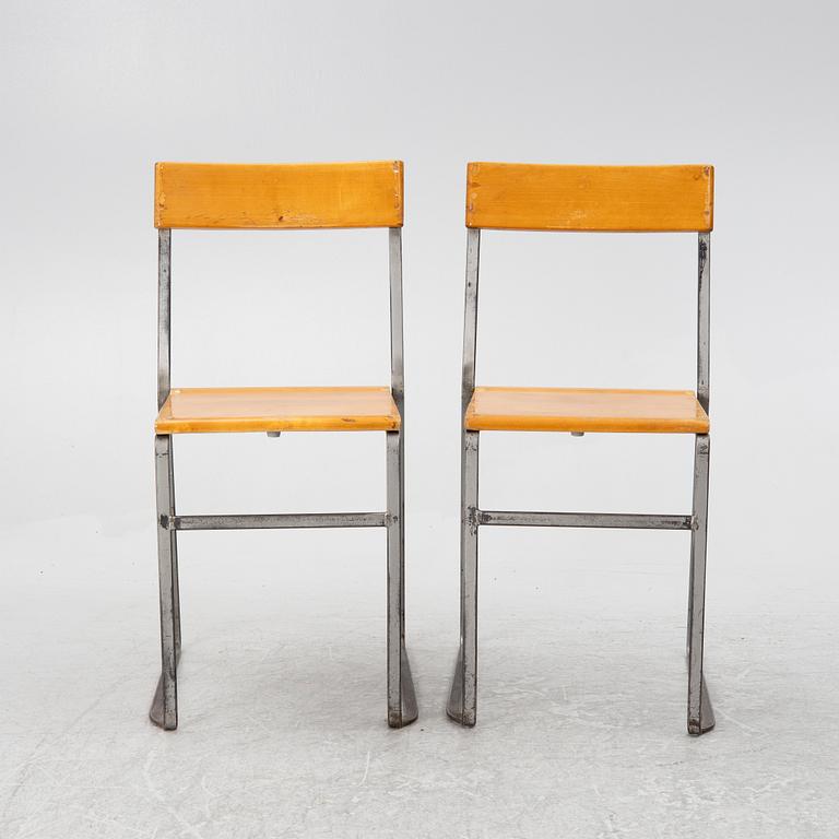 Six 'Chair 10', mid-20th century. Grythyttan's steel furniture. First half of the 20th century.