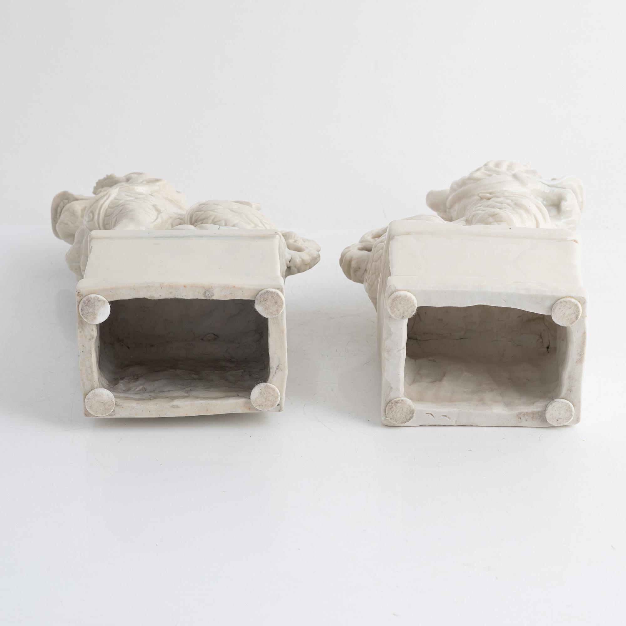 A pair of Chinese porcelain Qilins/ censers, 20th century.