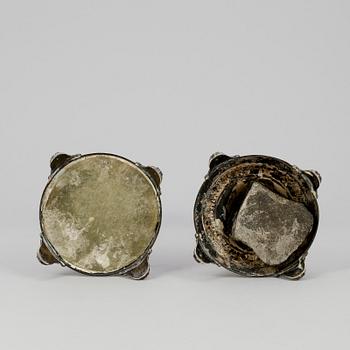 LJUSSTAKAR, ett par, silver, Jakob Engelberth Torsk, Stockholm, 1880.