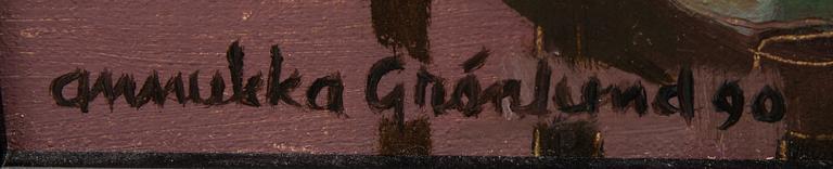 ANNUKKA GRÖNLUND, öljy kankaalle, signeerattu ja päivätty 90.