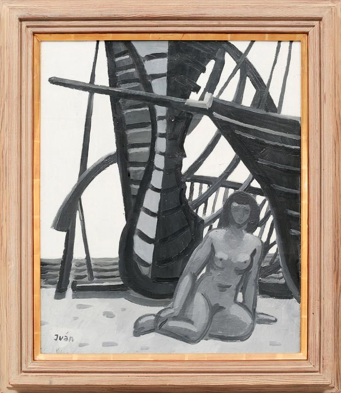 oil on canvas, sogned.