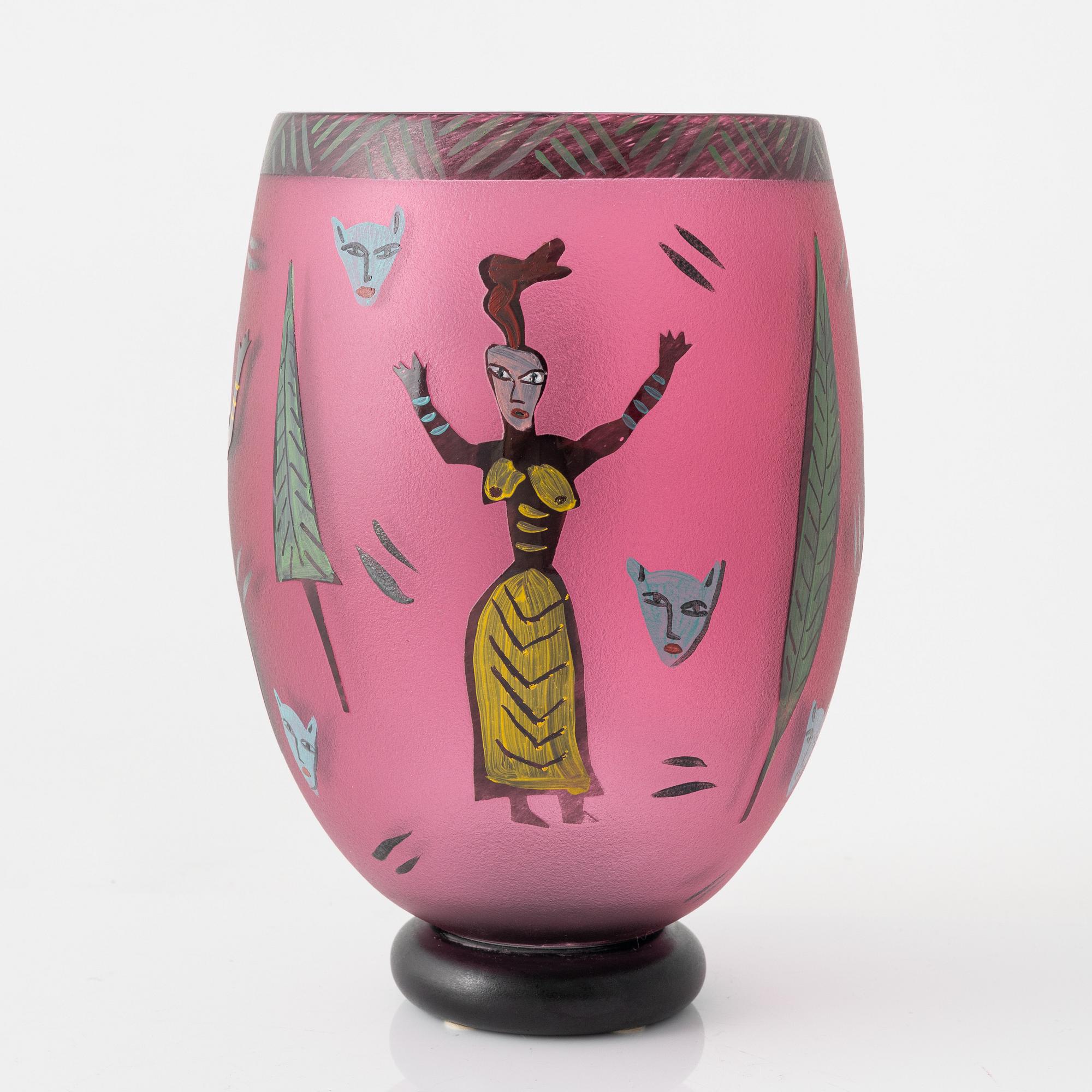 Ulrica Hydman-Vallien,  vase, unique, Kosta Boda, Sweden.